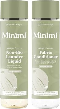Miniml Natural Non-Bio Laundry Bundle - Tropical Coconut 2 x 1L - Liquid Detergent 33 Washes & Fabric Softener 50 Washes - Eco-Friendly, Vegan & Cruelty-Free Laundry Care Set