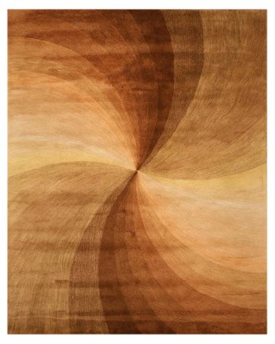 EORC Hand Tufted Wool Swirl Rug, 4' x 6', Brown