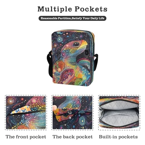 Crossbody Bag Colorful Sea Turtles Messenger Bag for Women Men Purse Shoulder Bag Satchel Bag with Adjustable Strap 214B93672