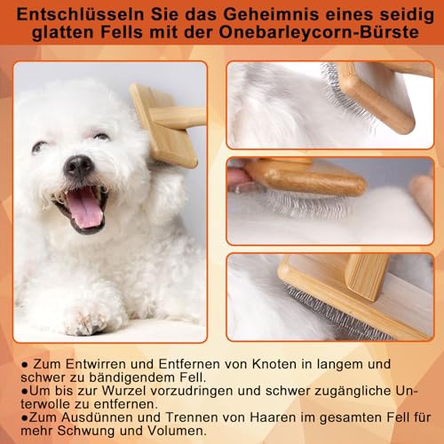 Hundebürste, Katzenbürste Hunde Bürste Haustier Bürsten für Langhaar und Kurzhaar,Softbürste für Knoten und Unterfell,Holz