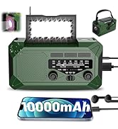10000mAh Emergency Hand Crank Radio with LED Flashlight, AM/FM NOAA Portable Weather Alert Radio,...