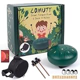 LOMUTY Steel Tongue Drum 6 Inch 11 Notes,Rain Drum for Outside Garden,C Major Tongue Drum Rain Chime Outside for Meditation Yoga Beginner(Green)