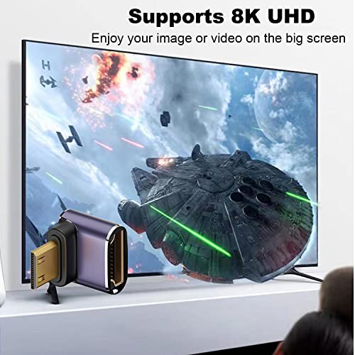 AreMe Adaptador Mini HDMI para HDMI 8K (pacote com 2), para cima e para baixo, ângulo reto de 90 gra