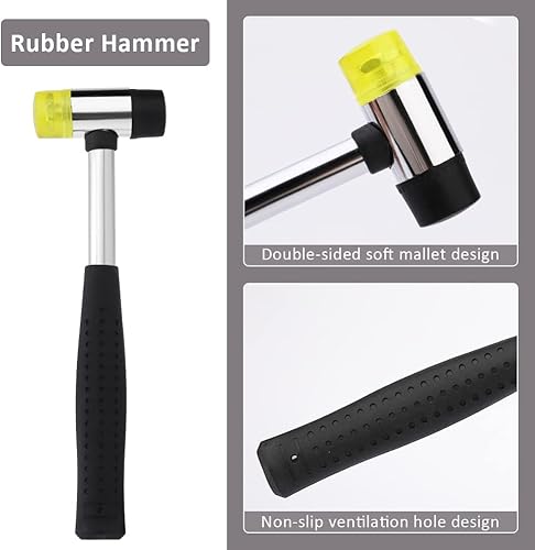 Miniatura 3 de 21 herramientas de estampado de cuero, kit de estampado de cuero con martillo de goma, 20 sellos de cuero de formas especiales diferentes,