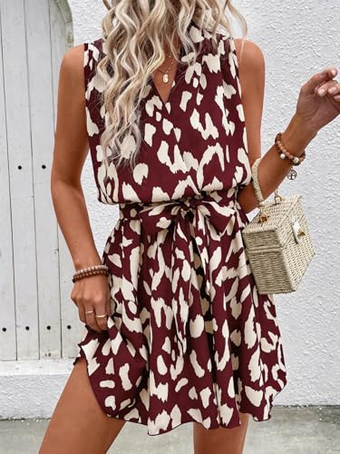 Image of SOLY HUX Women's Summer Wrap Dress Flowy Belted Vacation Short Dresses