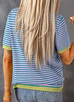 Cuptacc Tshirt Damen Baumwolle Shirt Sommer Elegant Gestreiftes Rosa M – Ansicht 3