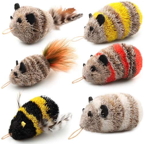 MULESID Cat Wand Lures Attachments Feather Toys Refill for Rod Indoo Bored Cats Pole Stick Teaser Interactive Replacement Catcher Hunting Attract (6pcs Cat Toy)
