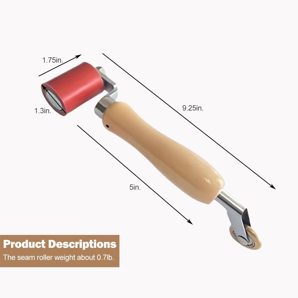Double-End Silicone Seam Roller and Brass Detail Roller Set, Roofing Tool with Seam Tester
