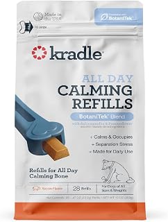 Kradle All Day Calming Bone Refill Kit, (28 Pack), Refills for All Day Calming Bone, Dog Relief for Separation Anxiety, Thunder, Car Rides, Stress, and with BotaniTek Calming Formula, Bacon Flavor