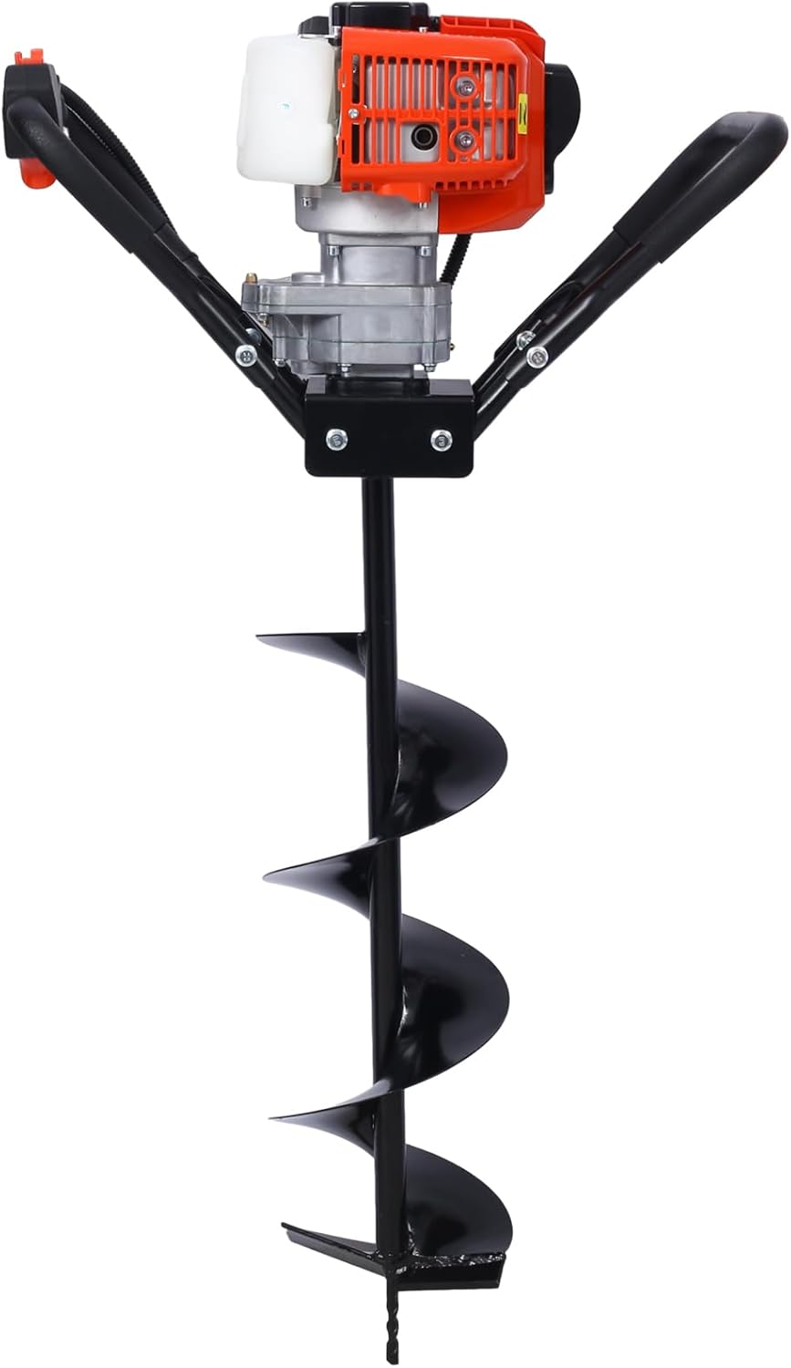 V-Type 52CC 2 Stroke Gas Post Hole Digger One Man Auger EPA Machine Plant Soil Digging Fence with Hole Digger Replacement Auger Bits L6"+L10"+L12" Drill Bits