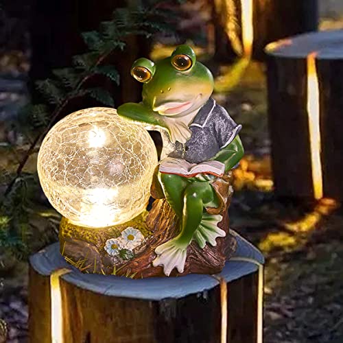 Fanoaulea Garden Frog Statues Outdoor Decorations With Solar Light, Frogs Garden Decor Solar Frog Figurines Lights Waterproof Decoration For Yard Patio Garden Lawn #TOP6