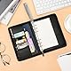 Toplive A6 Binder Notebook 6 Rings PU Leather Refillable Binder Cover for Loose Leaf Paper Planner Budget Binder with Snap Buckle,shimmery Black