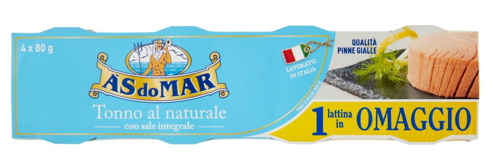 Italian Gourmet Thon naturel en boîte 24 x 80 g léger et sain | Avec sel intégral ; dans son propre jus, nutritif, portions pratiques pour un poids net total de 1,92 kg + pulpe de 400 g