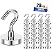 MIKEDE Magnetic Hooks Powerful 22LBS Heavy Duty Neodymium Magnets, Super Strong Magnet Hooks, Indoor Outdoor Hook Magnets Hanging, Pack of 28