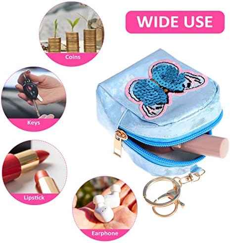 VALICLUD 4Pcs Mini Wallet Zip Around Cute Unicorn Holographic Coin Purse Change Purse with Key Ring