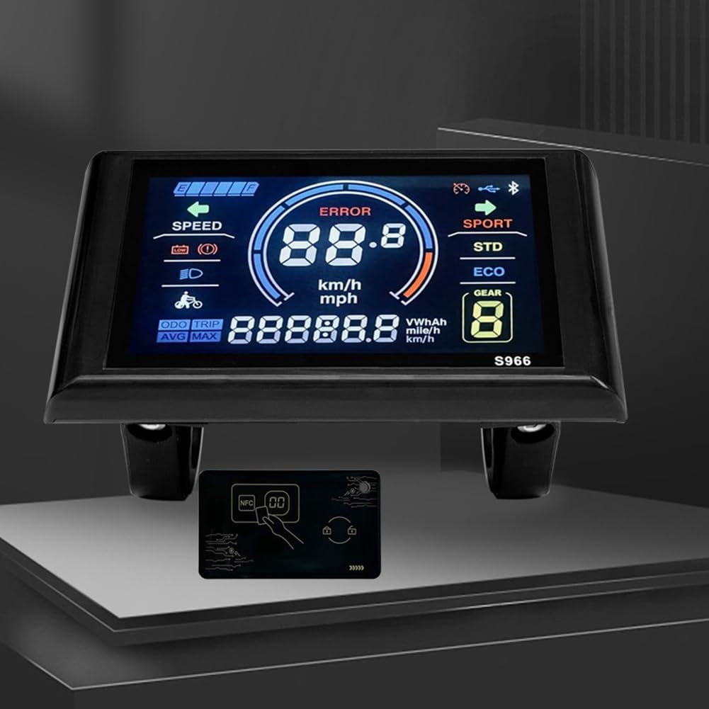 24-72V E-Bike LCD-S966 Panel de control de pantalla colorida con función NFC Conector SM Piezas de repuesto para bicicletas eléctricas