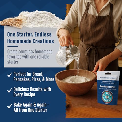 MY RUSTIC ROOTS Mature Sourdough Starter Culture – All Natural & Organic Sourdough Bread Starter - Beginner Friendly - Perfect for Baking Delicious Homemade Artisan Bread, Pizza & More - 12g