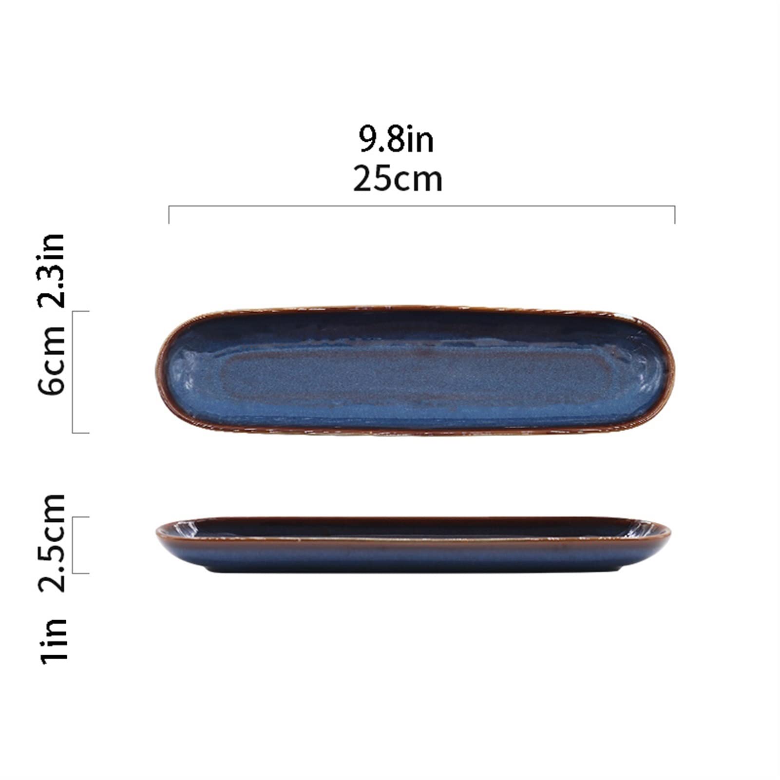 Platos Llanos Platos rectangulares de cerámica for sushi, plato de cocina de porcelana ovalada japonesa, plato largo grande de 15,7 pulgadas, apto for microondas/lavavajillas Platos postre(A)