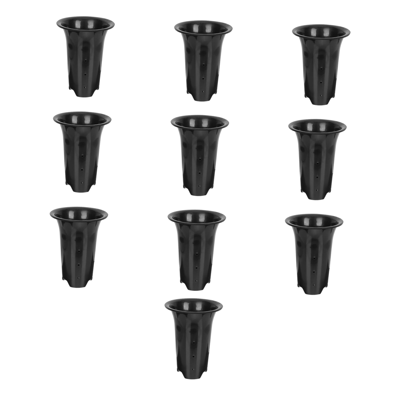 ifundom Lot de 10 Pots pour Orchidées en Plastique Noir, Hauteurs Augmentées Contrôle des Racines et Surface Respirante, pour Plantes D'intérieur et Jardin