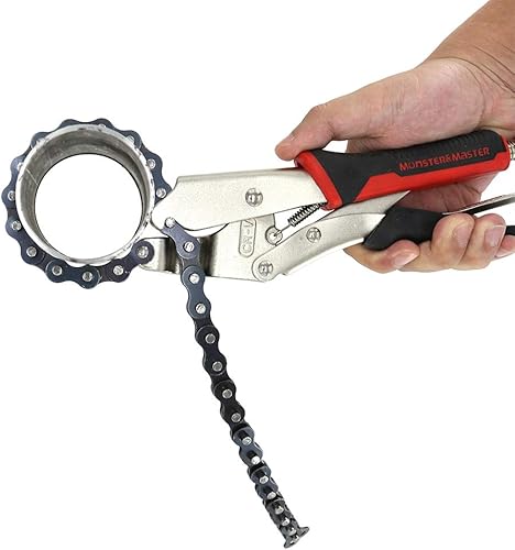 Miniatura 6 de Monster & Master Abrazadera de cadena de bloqueo de 10 pulgadas con cadena de 18 pulgadas, llave de tornillo de cadena, acero CRV, juego de 2 piezas