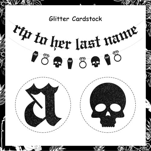 Sursurprise Gothic Bachelorette Party Decorations, Rip to Her Last Name Banner - Image 2