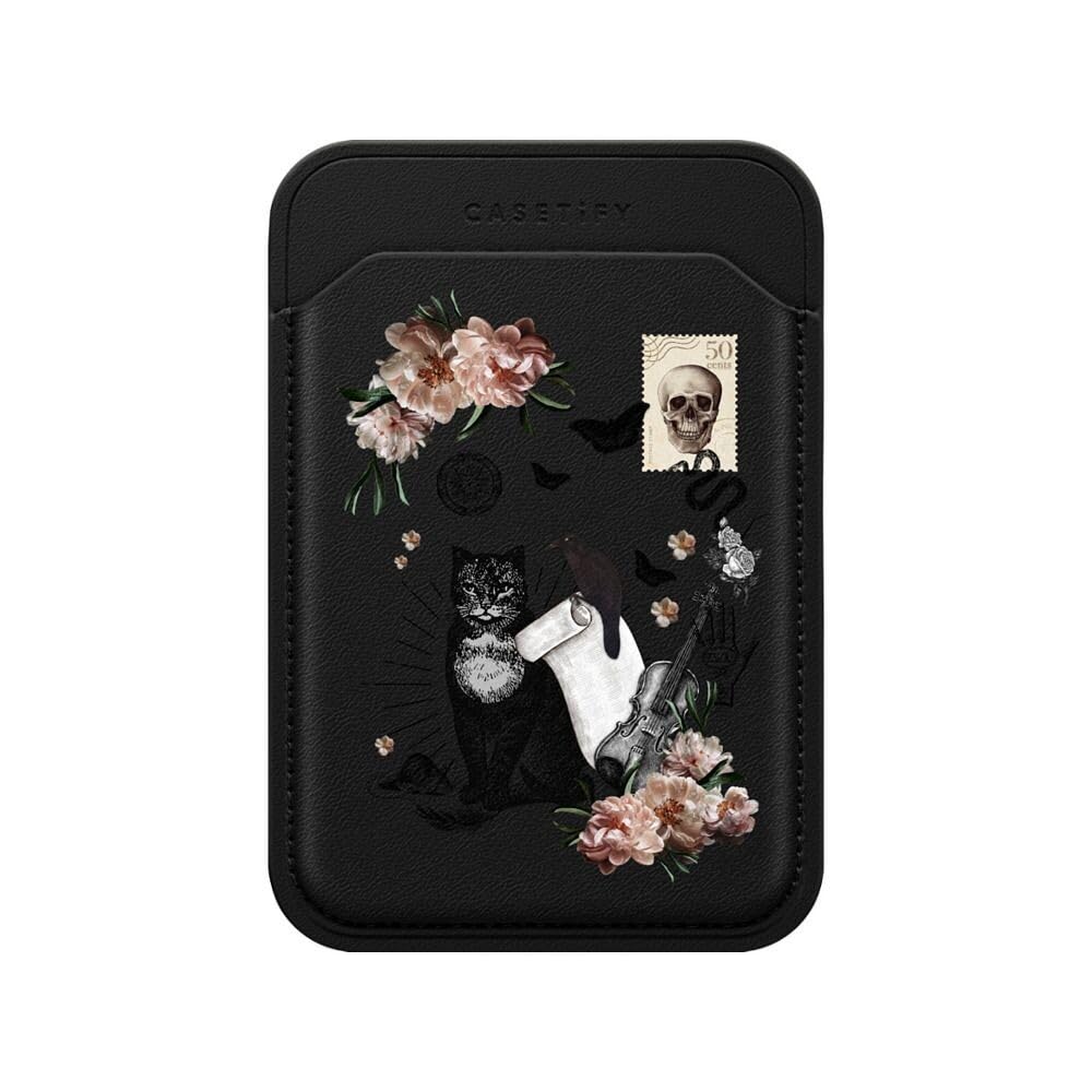 CASETiFY Portfel BioVeg Heart [kompatybilny z Magsafe] - CZARNY WEDNESDAY - czarny, Czarny - CZARNY ŚRODA, J