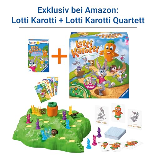 Ravensburger Lotti Karotti, Gesellschaftsspiel für Kinder und Erwachsene, 2-4 Spieler, ab 4 Jahren, inklusive Lotti Karotti Quartett Kartenspiel, Amazon Sonderedition – Bild 4