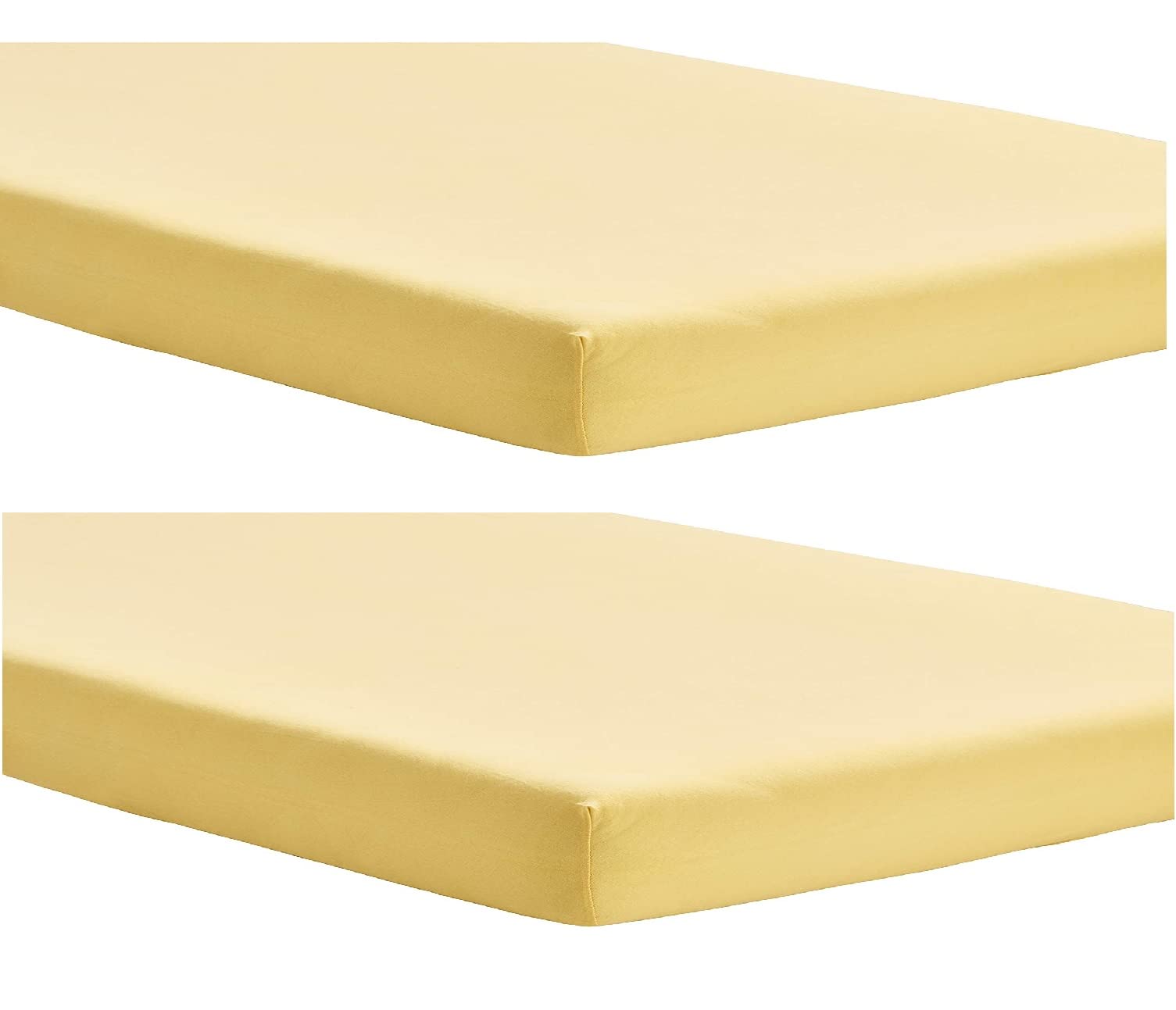 Dudu N Girlie Cotton Travel Cot Sheets Fitted, Yellow, Travel Cot (65x95cm) Pack of 2