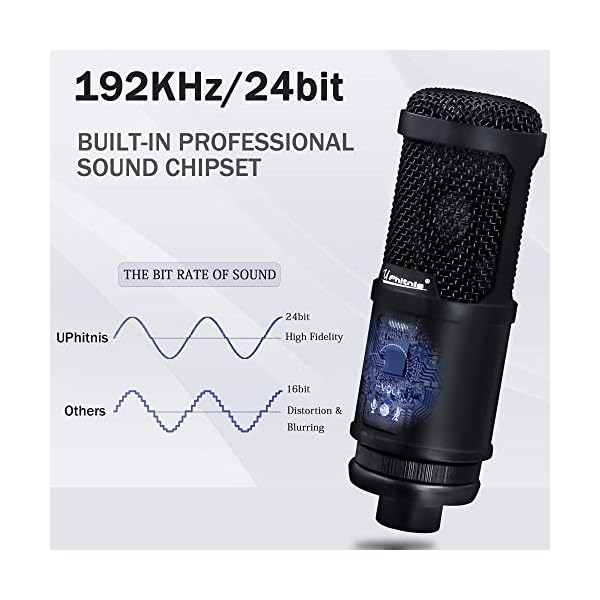 UPhitnis Mikrofon PC, USB Mikrofon Microphone PC Mikrofon, Gaming mikrofon for Podcasting, Streaming, Vocal Recording… – Bild 4