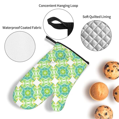 Oven Mitts and Pot Holders Set Geometry Patterns Non-Slip Heat Resistant Oven Mitts and Potholder for Cooking Baking Grilling BBQ - immagine 4