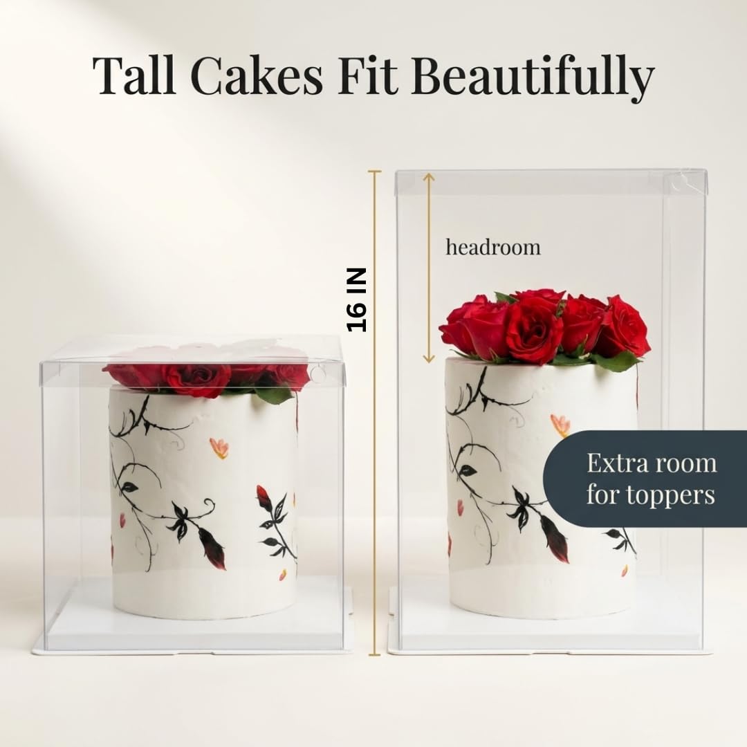Clear Cake Box - Tall Square with Lid -3