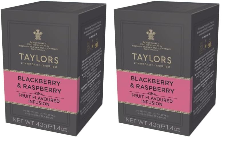 Taylors of Harrogate Té de hierbas de mora y frambuesa, 20 bolsitas de té (paquete de 2)