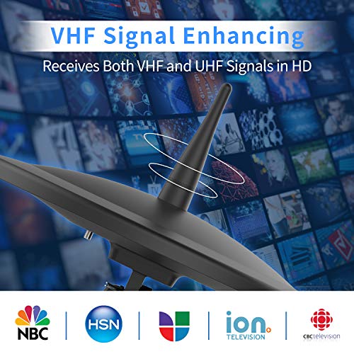 1byone Omni Directional Outdoor TV Antenna, VHF/UHF 720° Reception UFO Clean Design Up to 150 Miles, Upgrade Exclusive Smartpass Amplified, Indoor/Outdoor/RV/Attic Use