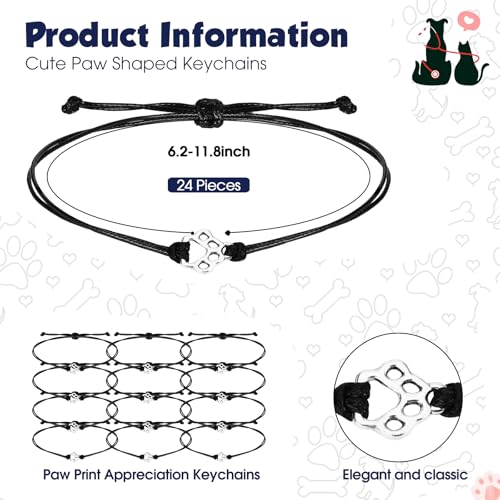 Tondiamo Vet Tech Gifts Bracelet Vet Nurse Veterinary Assistant Appreciation Gift Bulk Adjustable String Paw Bracelet with Thank You Card for Veterinary Pet Lover2