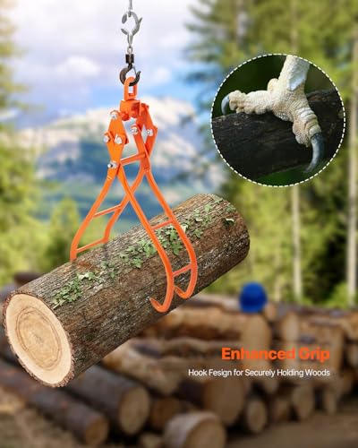 Image of VEVOR Timber Claw Hook, 28 inch 4 Claw Log Grapple Logging Tongs, Swivel Steel Log Lifting Tongs 31 inch Max Opening, Eagle Claws with 2205LBS /1000kg Loading Capacity for Tractors, ATVs, Trucks, Forklifts