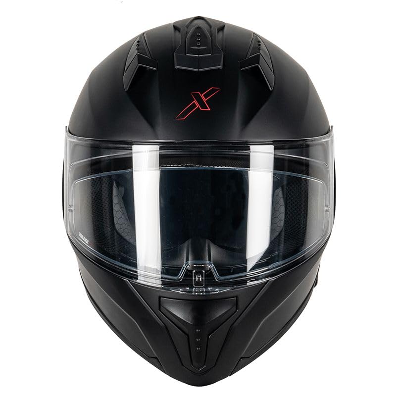 ELEVEN 22.06 Casque de moto intégral avec visière solaire | Homologué ECE 22.06 | Pinlock Inclus | Black Mat | Casque scooter
