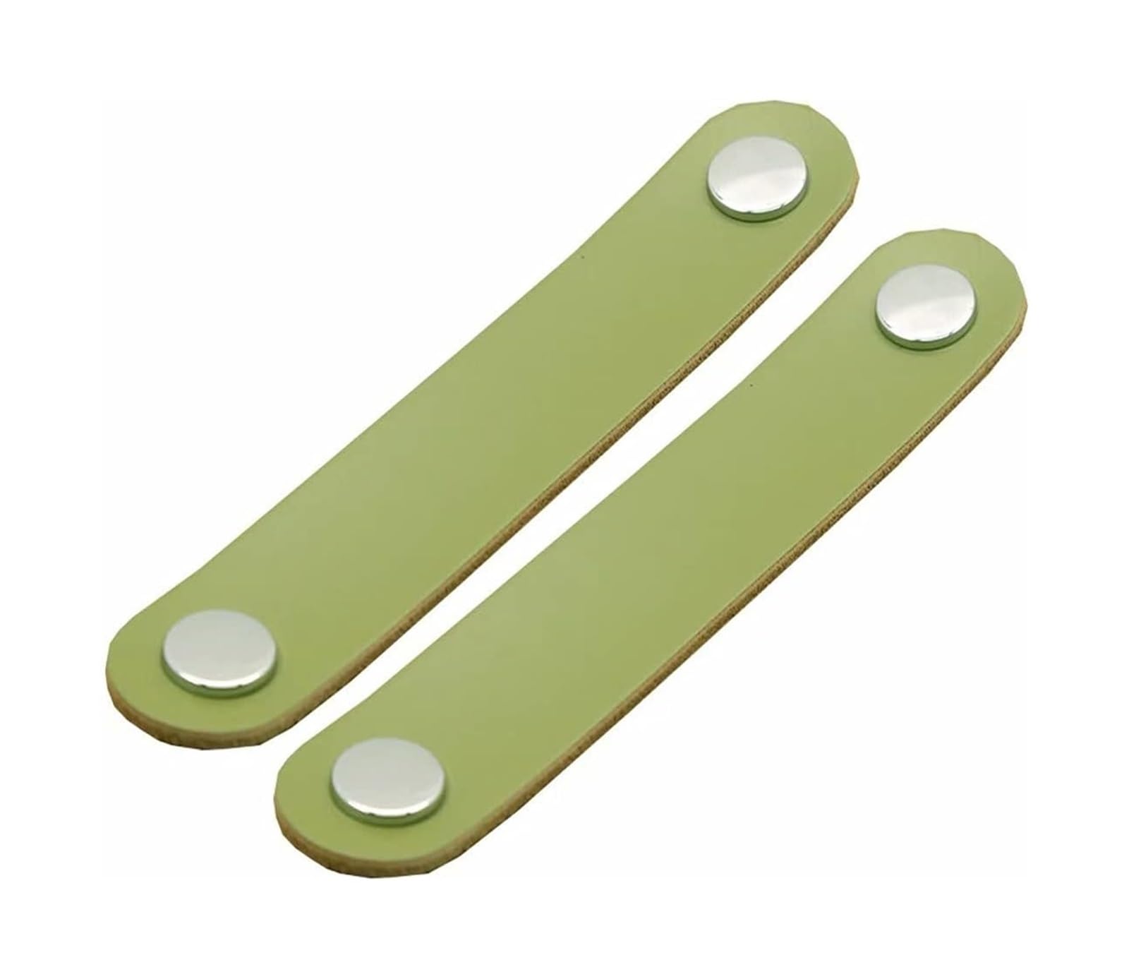 Opeximatun Green Leather Drawer Handles, Leather Furniture Handles 2 Pcs Multicolor Multiple Sizes(,Hole Distance 96Mm)