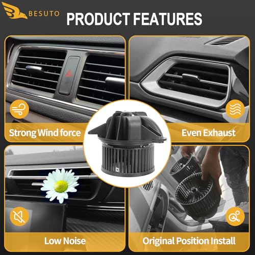 Image of Besuto PM6002 HVAC Heater Blower Motor with Fan Compatible with Jeep Vehicles Cherokee,for Wrangler 60 Aniversario,for Sahara,for SE,for 2-Door 4-Door 2.5L 4.0L,Replaces#700095 4886150AA 3010234