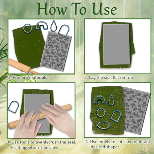 Image of 16 Sheets 16 Styles Insects Polymer Clay Texture Mat Butterflies Clay Modeling Pattern Pad Dragonflies Bees Texture Sheets for Making Earrings Jewerly Tools, 4x2.6 inch