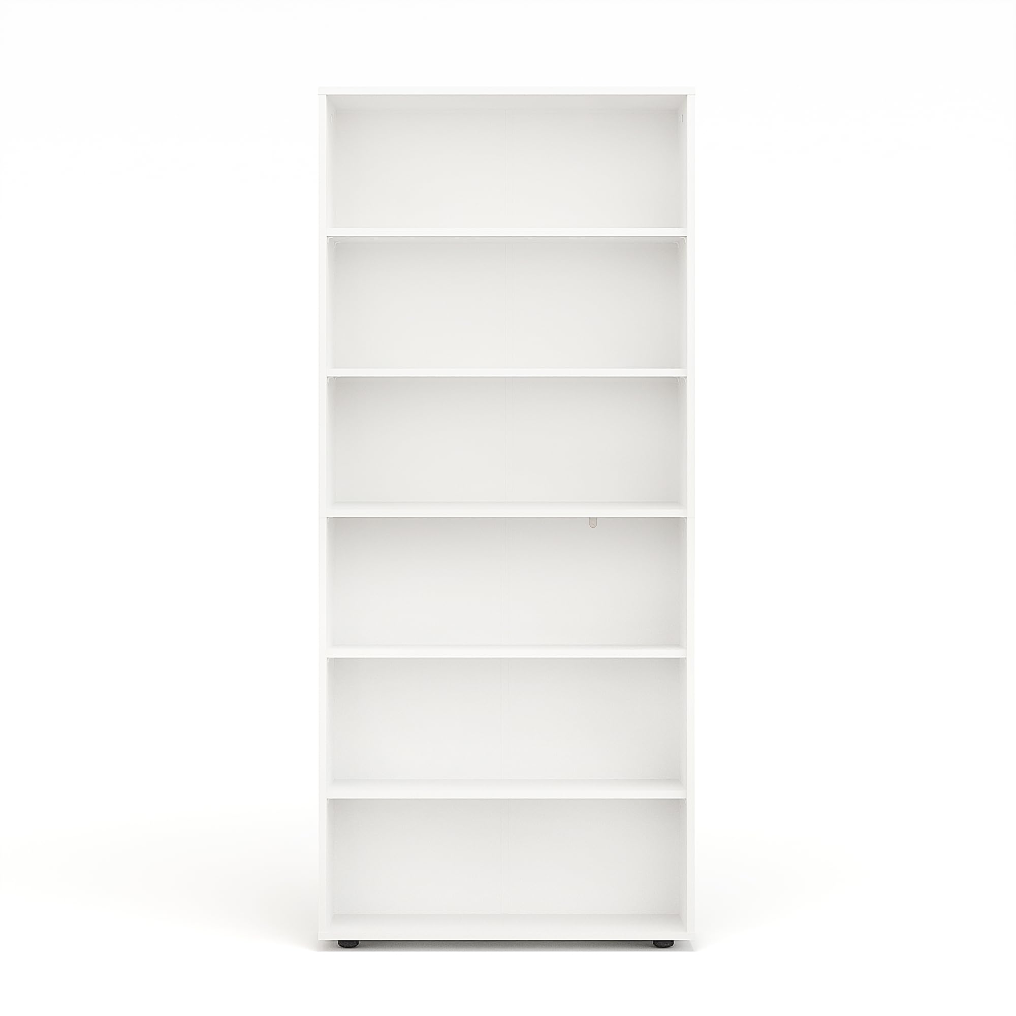 KOMTO Regal 80 cm breit Weiß - Bücherregal mit 6 Ebenen und Höhenverstellbare Regale, Standregal, Aufbewahrungsregal | Bookshelf Lumo 80 x 180 x 24 cm (BxHxT)