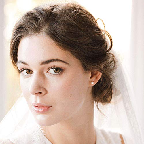 ChicSilver 4-10mm White Freshwater Cultured Pearl Earrings Sterling Silver Studs for Women Girls Sensitive Ear (with Gift Box)3