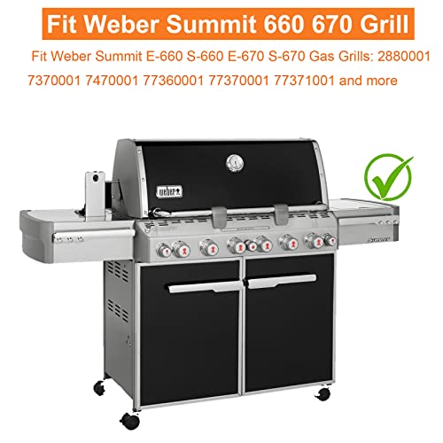 Bbq Future 67558 Grill Burner Tube Set For Weber Summit 660 670 Series, 20 1/2" Stainless Steel Main Burner Tube And Smoker & Sear Burner Replacement Part For Weber Summit Gas Grills, 8 Pack #TOP1