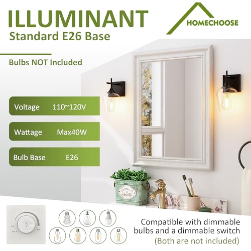 Image of Vanity Bathroom Light, 1-Light Bathroom Light Fixtures Over Mirror, Black Vanity Lights for Bathroom with Clear Glass, Modern Wall Lamp for Cabinet Hallway, Bedroom