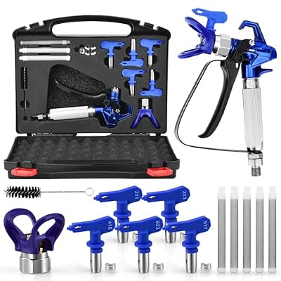 3600 PSI High Airless Paint Sprayer Gun, with 1 Tip Guard 5 Spray Tips and 5 Airless Paint Spray Gun Filter (211,313,415,517,623)