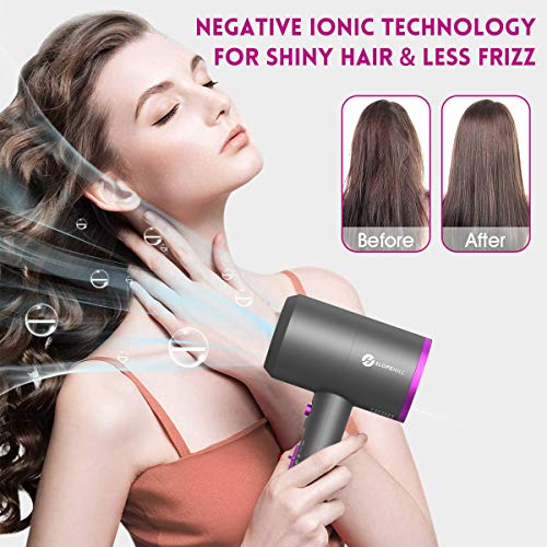 Amazon.com: Secador de pelo iónico, secador de pelo profesional slopehill  con difusor, potente soplador de aire de motor de CA con 3 calentamiento/2  velocidades/un ajuste frío de secado rápido para el salón