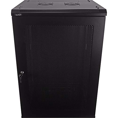 NavePoint 18U Deluxe IT Wallmount Cabinet Enclosure 19-Inch Server Network Rack with Locking Perforated Door 16-Inches Deep Black
