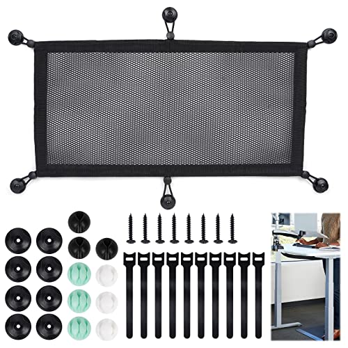Under Desk Cable Management Net for Sit Stand Desk, Privacy Mesh Cable Manager, Flexible Wire Net Large Capacity Cord Organizer, Cord Management Solution (23.6X11.8 Inches)