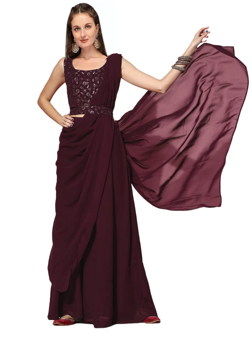 EthnicYard Women's Georgette Semi-Stitched Lehenga Choli