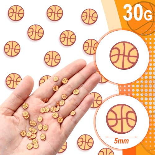 Image of Weysat 30g Mini Basketball Polymer Clay Slices 0.2 Inch Tiny Clay Basketball Pieces Sports Sprinkles Ball Confetti for Clips Nail Art DIY Craft Party Decoration Favors for Team Sports Lover