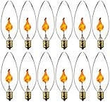 Sunlite 40106 Torpedo Tip, Halloween Incandescent Chandelier Flickering Light Bulb, Candelabra Base (E12) for Lamps, Fixtures, Decorations, Holidays, 12 Pack, Orange, 12 Count
